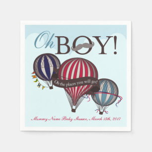 Hot air balloon baby shower napkins