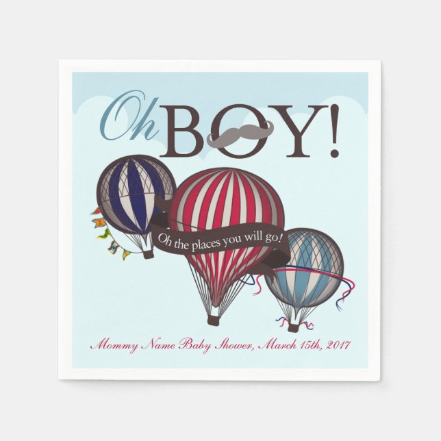 Hot air balloon baby shower napkins (Front)