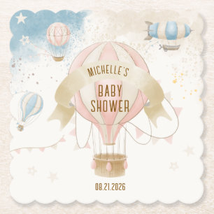 Hot Air Balloon Baby Shower  Paper Coaster