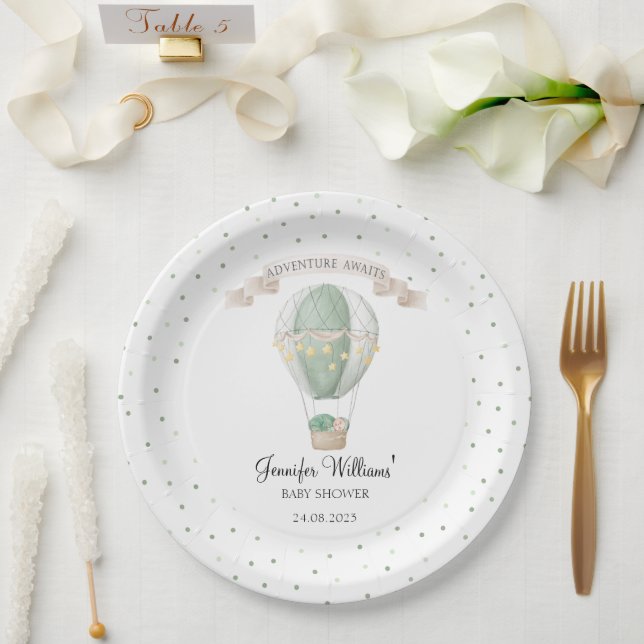 Hot air balloon baby shower paper plates (Wedding)