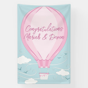 Hot Air Balloon Baby Shower Pink Banner