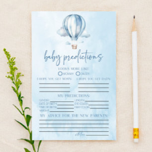 Hot Air Balloon Baby Shower Predictions Game