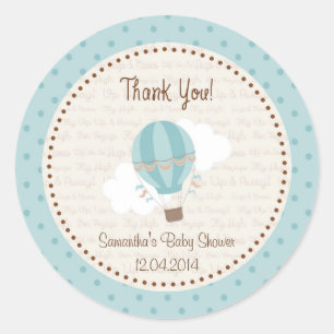 Hot Air Balloon Baby Shower Sticker Blue