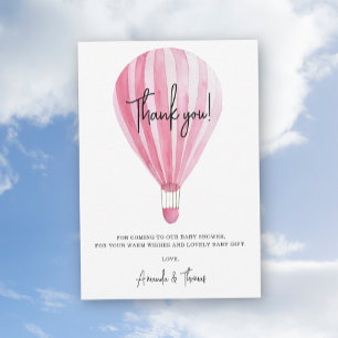 Hot air balloon baby shower  thank you card