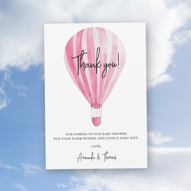 Hot air balloon baby shower  thank you card (Creator Uploaded)