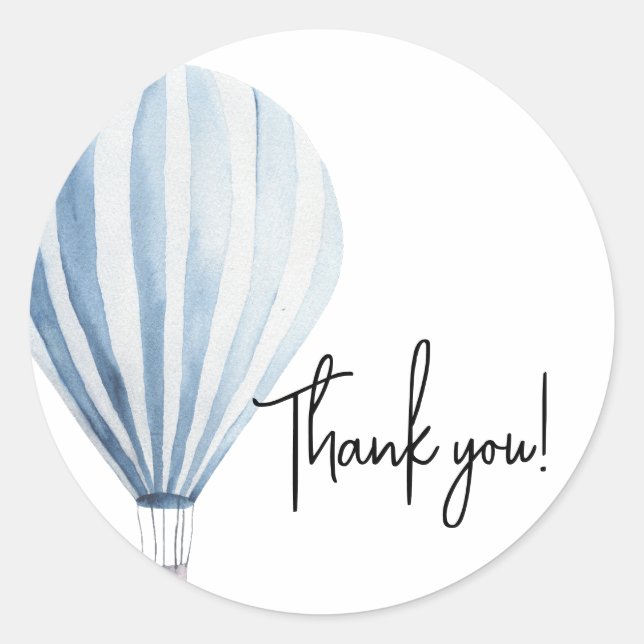 Hot air balloon baby shower thank you classic round sticker (Front)