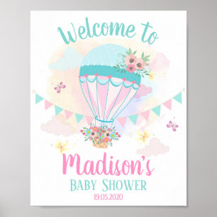 Hot Air Balloon Baby Shower Welcome Poster