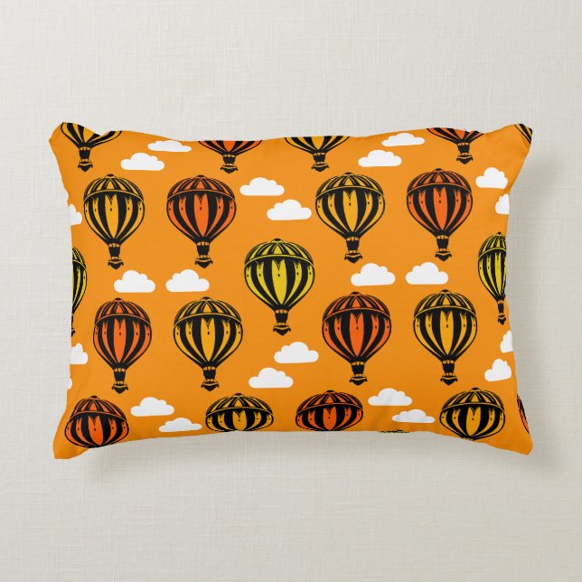 Hot Air Balloon Ballooning Patterned Decorative Cushion (Front)