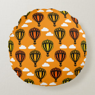 Hot Air Balloon Ballooning Patterned Round Cushion