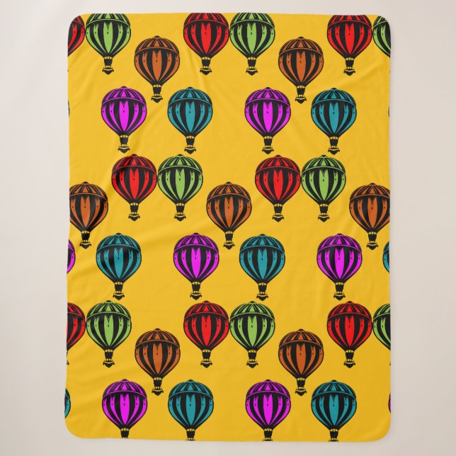 Hot Air Balloon Ballooning Patterned Sherpa Blanket (Front)