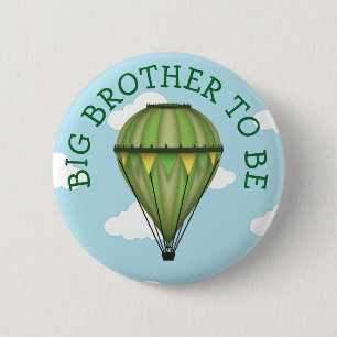 Hot Air Balloon Big Brother To Be Baby Shower 6 Cm Round Badge