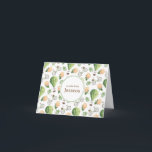 Hot Air Balloon, Bike & Rose Personalised Note Card<br><div class="desc">Send a note of thanks or a hello with these girlie notecards featuring a green and peach vintage watercolor bicycle,  rose and hot air balloon pattern.</div>