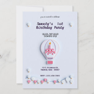 Hot Air Balloon Birthday Card with Cake Design