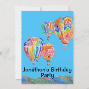 Hot Air Balloon Birthday Childs Boys Invitation