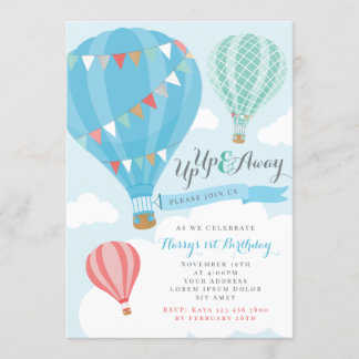 Hot Air Balloon Birthday Invitation