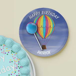 Hot Air Balloon Birthday Paper Plate