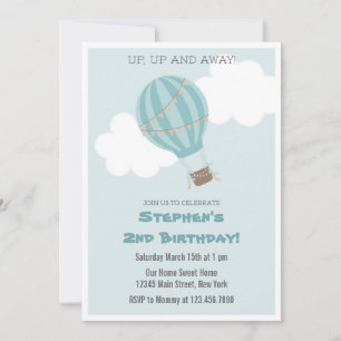 Hot Air Balloon Birthday Party Invitation