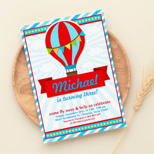 Hot Air Balloon Birthday Party Invitation