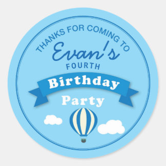 Hot Air Balloon Birthday Party Thank you Sticker