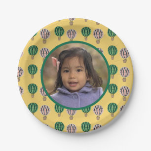 Hot Air Balloon Birthday Photo Paper Plate