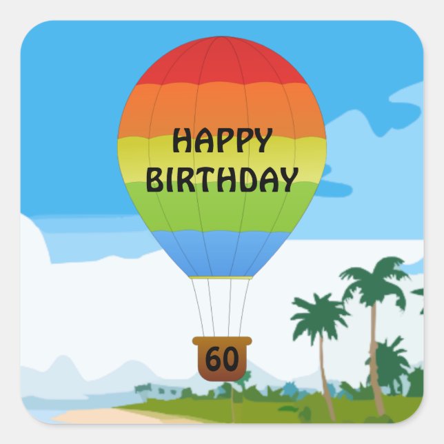 Hot Air Balloon Birthday template sticker (Front)