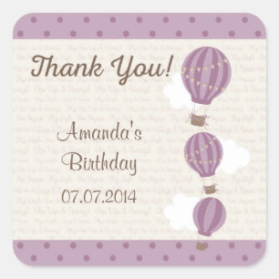Hot Air Balloon Birthday Thank You Stickers
