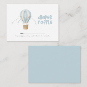 Hot air balloon blue baby shower diaper raffle card