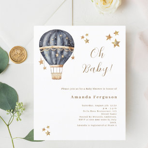 Hot air balloon blue boy stars Baby Shower