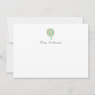 Hot Air Balloon Blue Yellow Custom Stationery Note Card