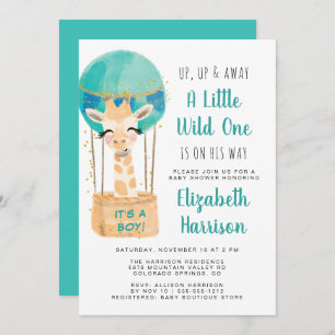 Hot Air Balloon Boy Baby Shower Invitation