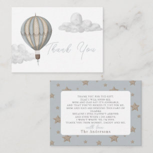 Hot Air Balloon Boy Baby Shower Thank You Card
