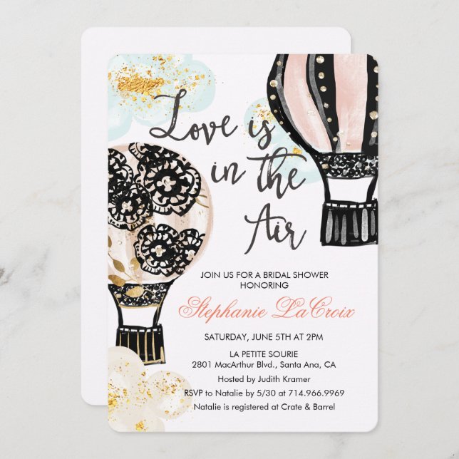 Hot Air Balloon Bridal Shower Invitation (Front/Back)