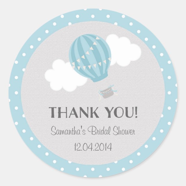 Hot Air Balloon Bridal Shower Sticker (Front)