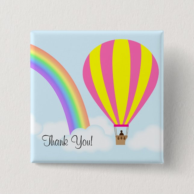 Hot Air Balloon Button - Light Blue Background (Front)