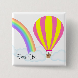 Hot Air Balloon Button - White Background