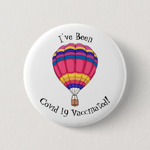 Hot air balloon cartoon illustration 6 cm round badge