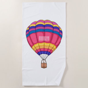 Hot air balloon cartoon illustration beach towel