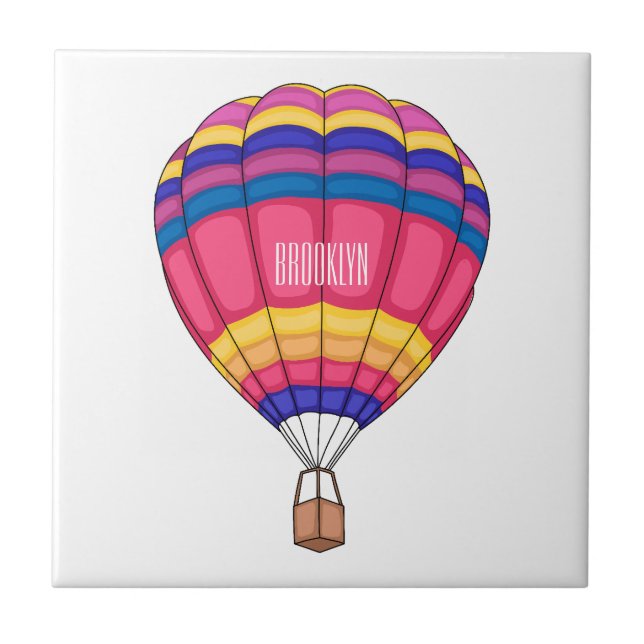 Hot air balloon cartoon illustration ceramic tile (Front)