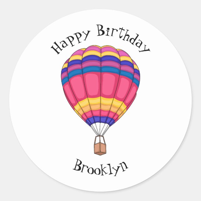 Hot air balloon cartoon illustration classic round sticker (Front)