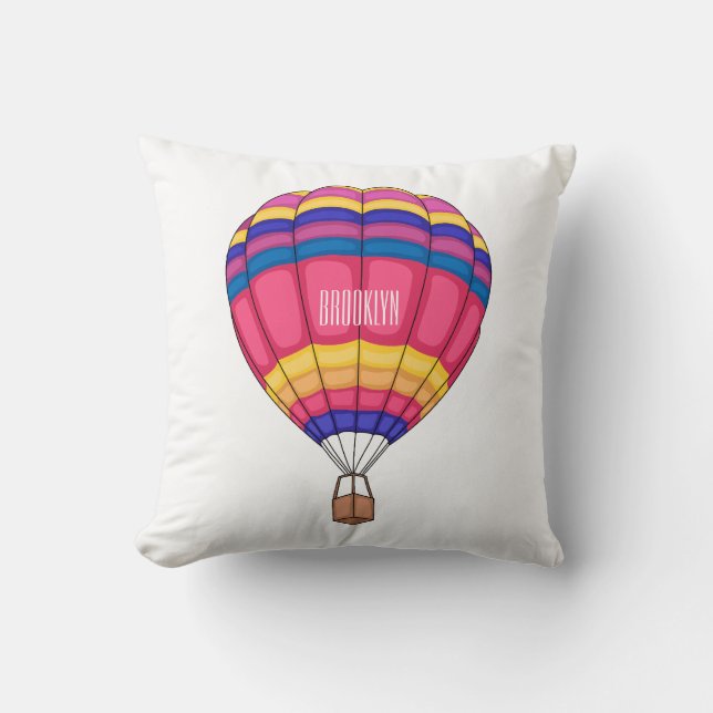 Hot air balloon cartoon illustration cushion (Front)