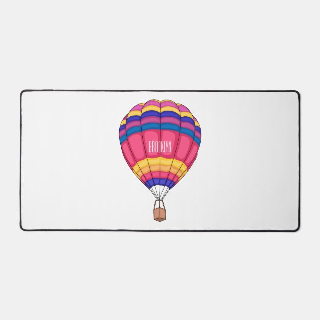 Hot air balloon cartoon illustration desk mat (Front)