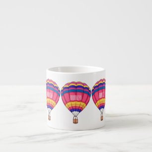 Hot air balloon cartoon illustration espresso cup