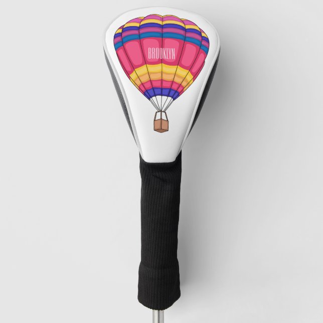 Hot air balloon cartoon illustration golf head cover (Front)