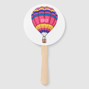 Hot air balloon cartoon illustration  hand fan