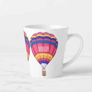 Hot air balloon cartoon illustration latte mug
