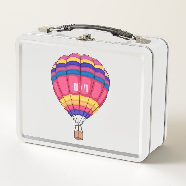 Hot air balloon cartoon illustration metal lunch box (Front)