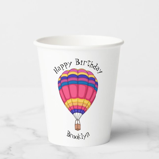 Hot air balloon cartoon illustration paper cups (Front)