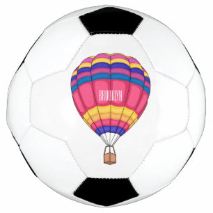 Hot air balloon cartoon illustration soccer ball