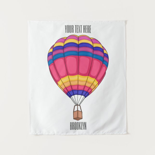 Hot air balloon cartoon illustration tapestry (Front)