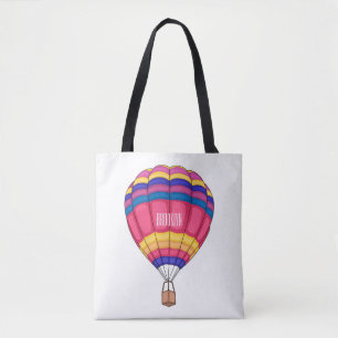 Hot air balloon cartoon illustration  tote bag